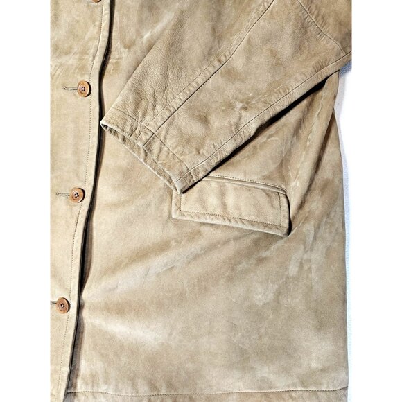 LL Bean Jacket Womens 3 XL Brown Suede Leather Bottom Up Lined Chore - Picture 2 of 9